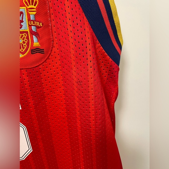 Adidas Red Mesh Striped Tank Side Slit Dress with Embroidered Emblem & Signature - Picture 7 of 9